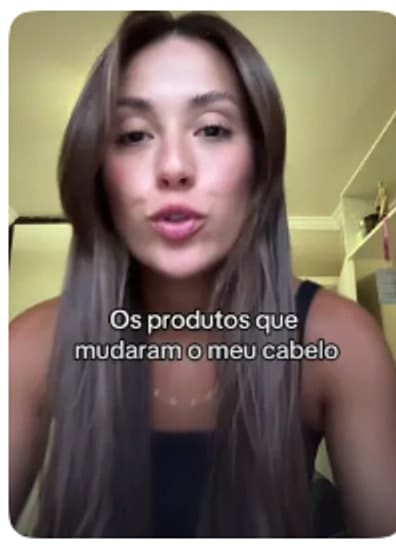 Frame do vídeo sobre cuidados com o cabelo